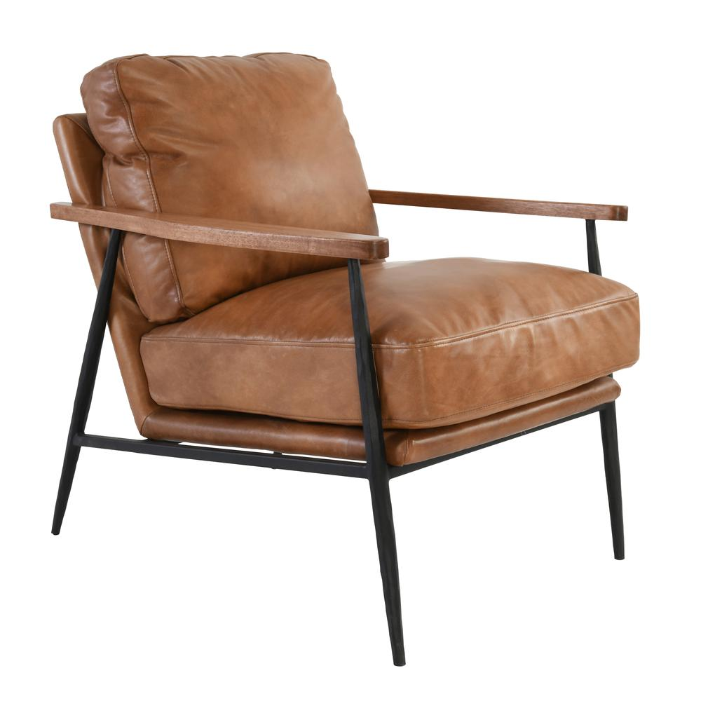 Arnold Leather Club Chair Tan by Kosas Home