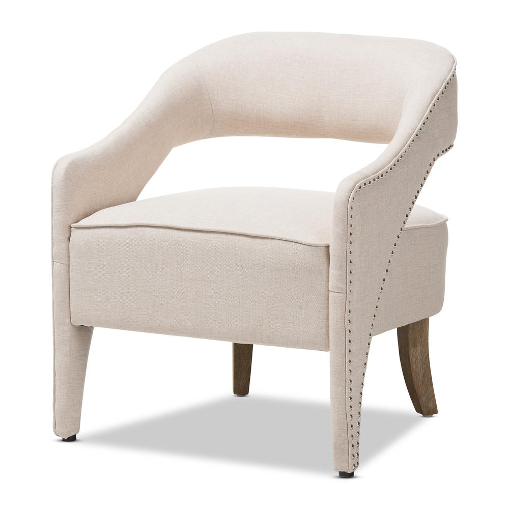 Floriane Modern and Contemporary Beige Fabric Upholstered Lounge Chair