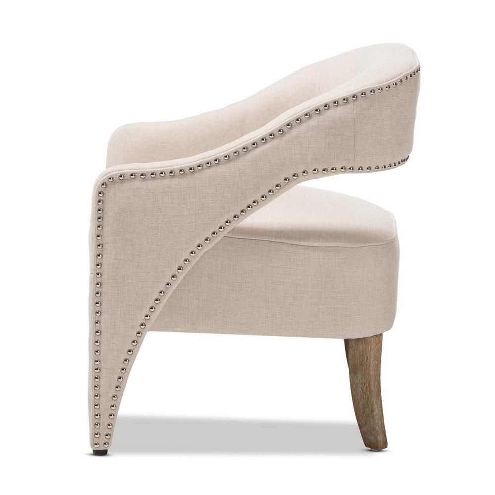 Floriane Modern and Contemporary Beige Fabric Upholstered Lounge Chair