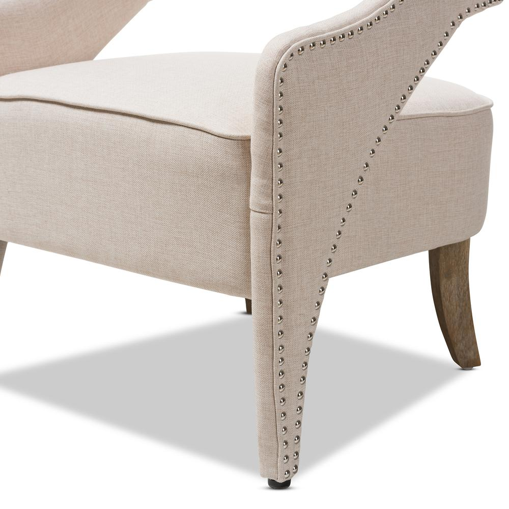 Floriane Modern and Contemporary Beige Fabric Upholstered Lounge Chair