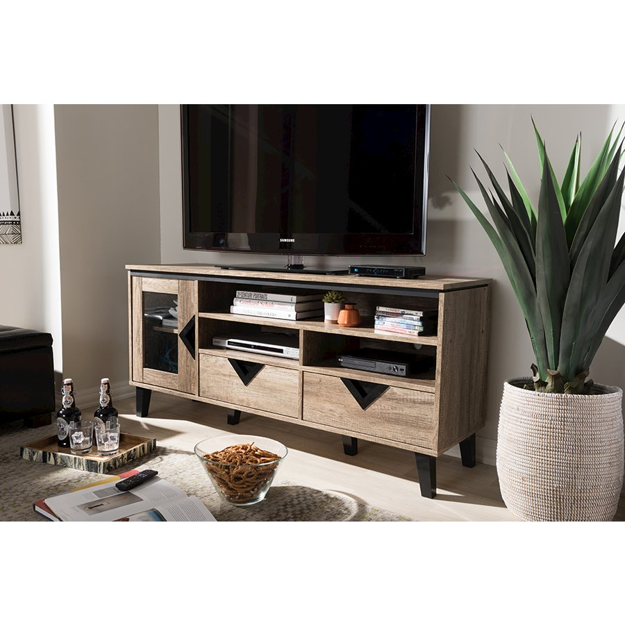 Baxton Studio Cardiff Modern and Contemporary Light Brown Wood 55-Inch TV Stand