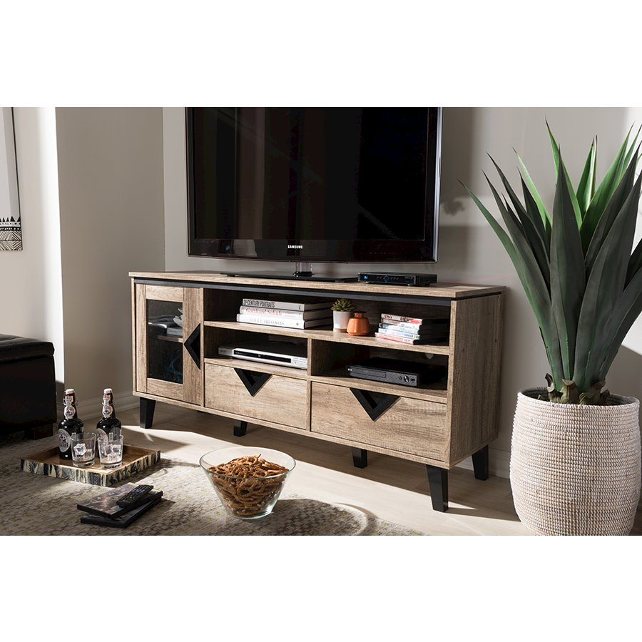 Baxton Studio Cardiff Modern and Contemporary Light Brown Wood 55-Inch TV Stand