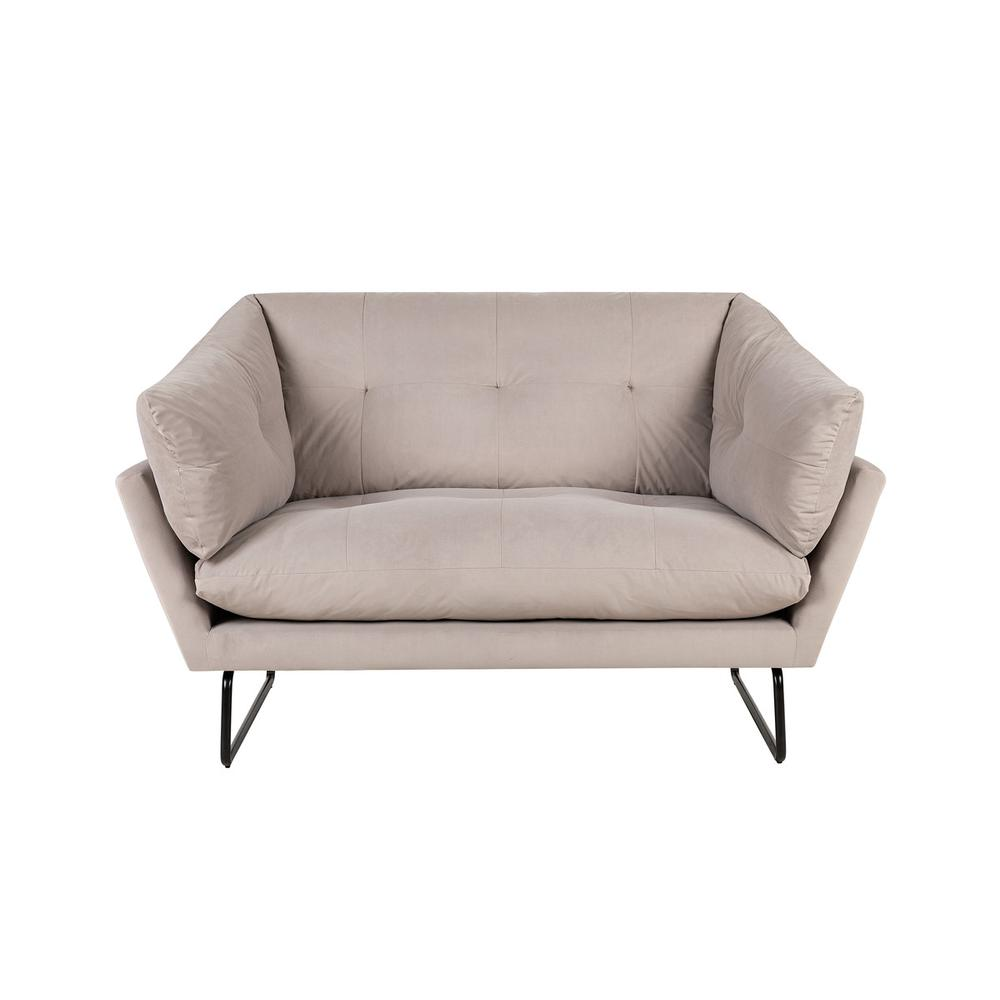 Karla Gray Velvet Contemporary Loveseat and Ottoman