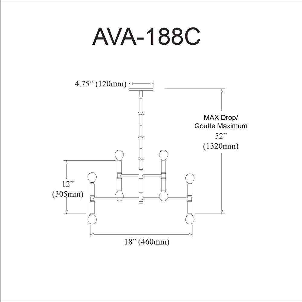 8 Light Incandescent Vintage Bronze Chandelier        (AVA-188C-VB)