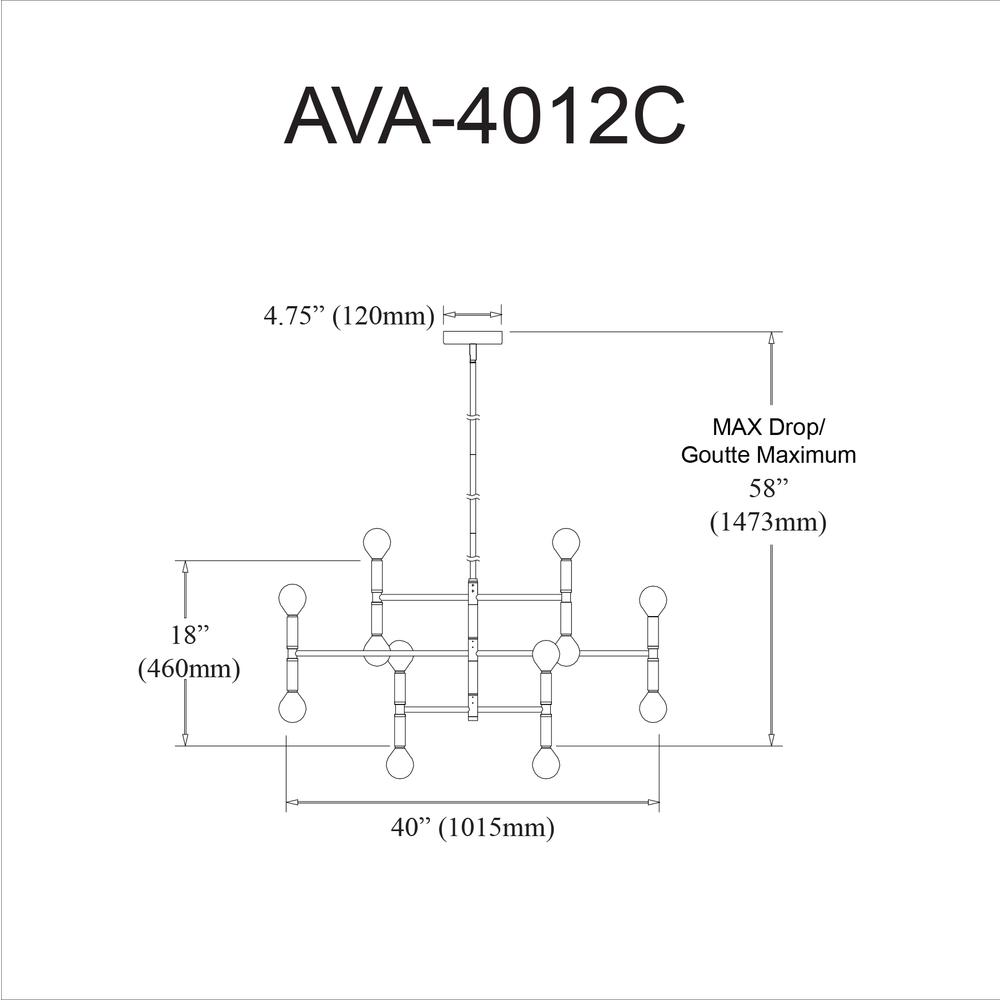 12 Light Incandescent Vintage Bronze Chandelier        (AVA-4012C-VB)