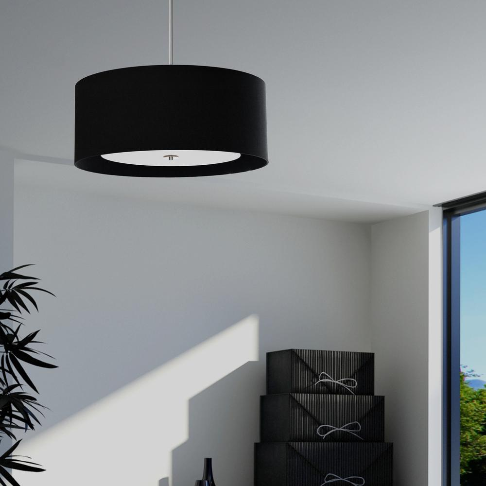 4 Light Helena Pendant PC, Black w/White Diffuser