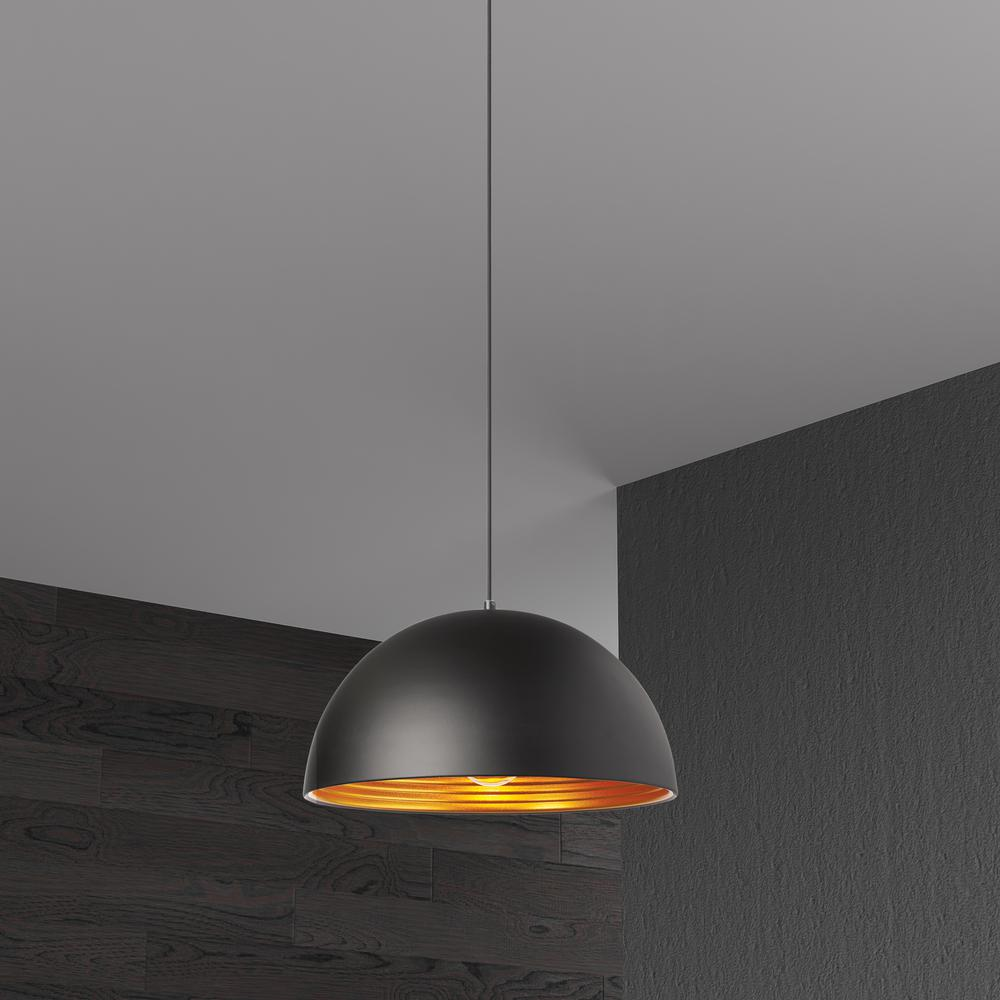 1LT Pendant, Matte Black Exterior, Gold Interior