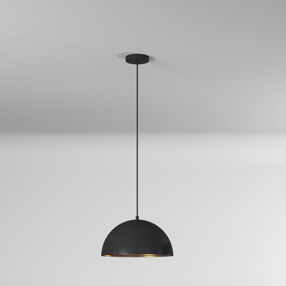 1LT Pendant, Matte Black Exterior, Gold Interior