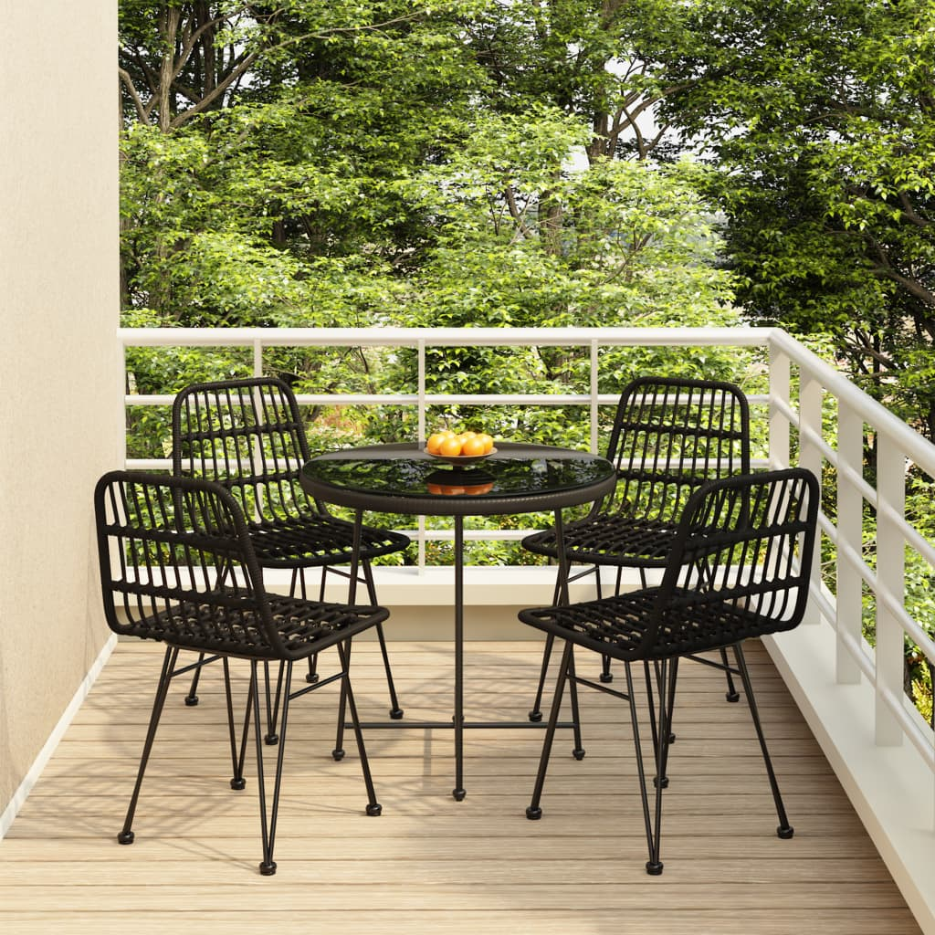 Enzo 5 Piece Patio Dining Set Black Poly Rattan