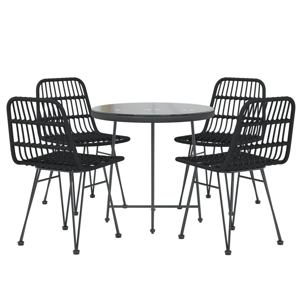 Enzo 5 Piece Patio Dining Set Black Poly Rattan