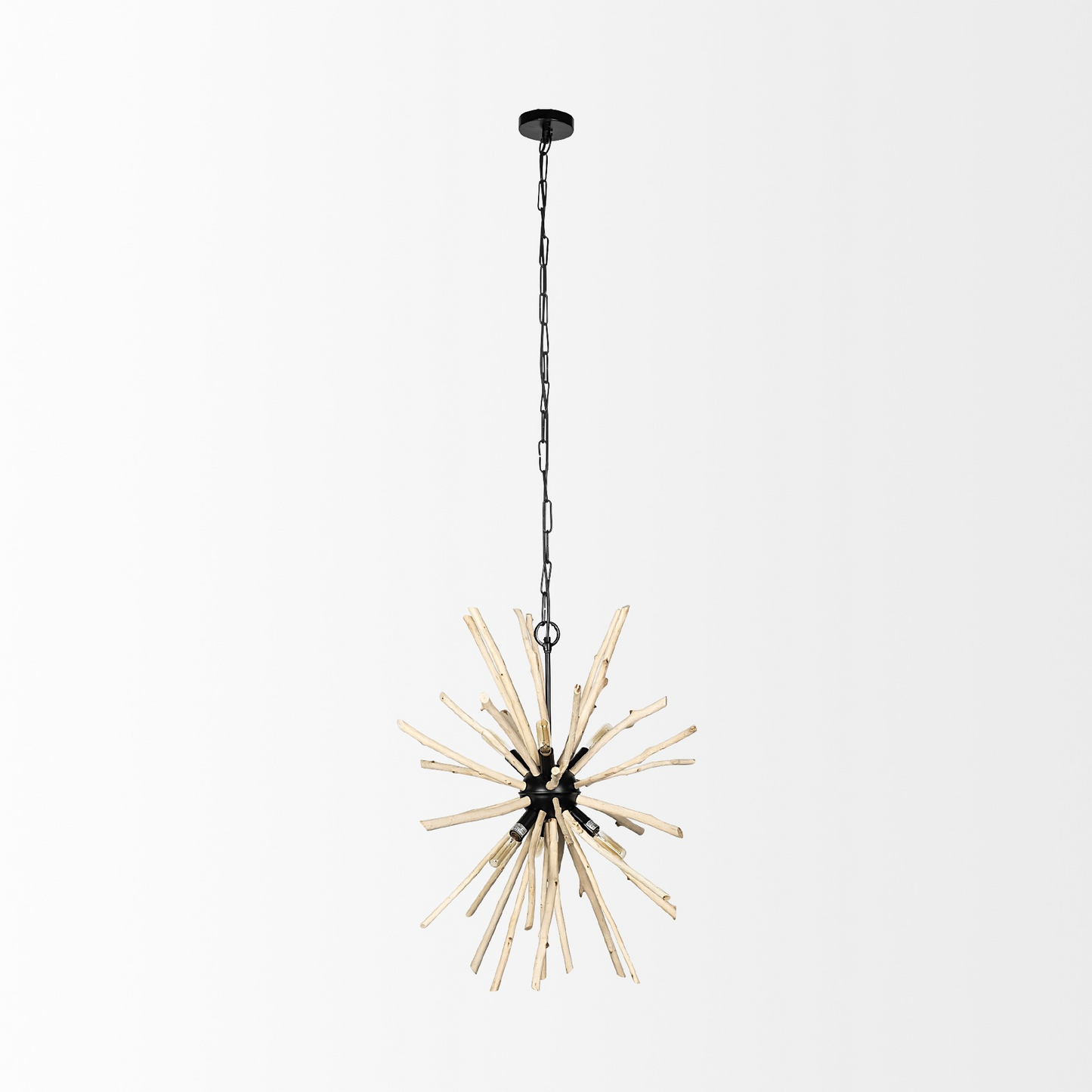 Noah Wood And Metal Starburst Six Bulb Hanging Light