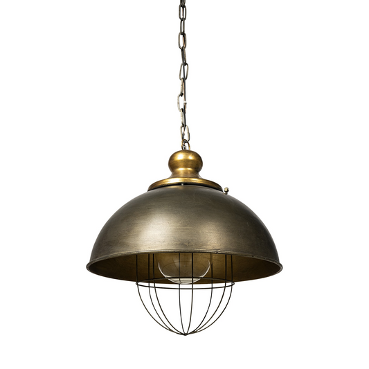 "Rustic Gold Ton Metal Dome Hanging Light"