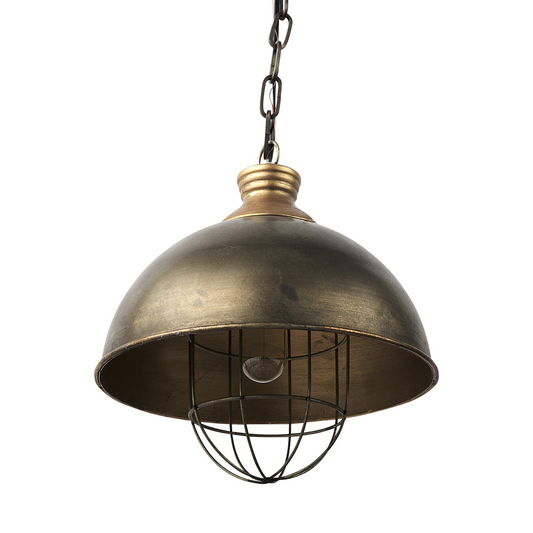 Zina Distressed Bronze Metal Dome Hanging Light