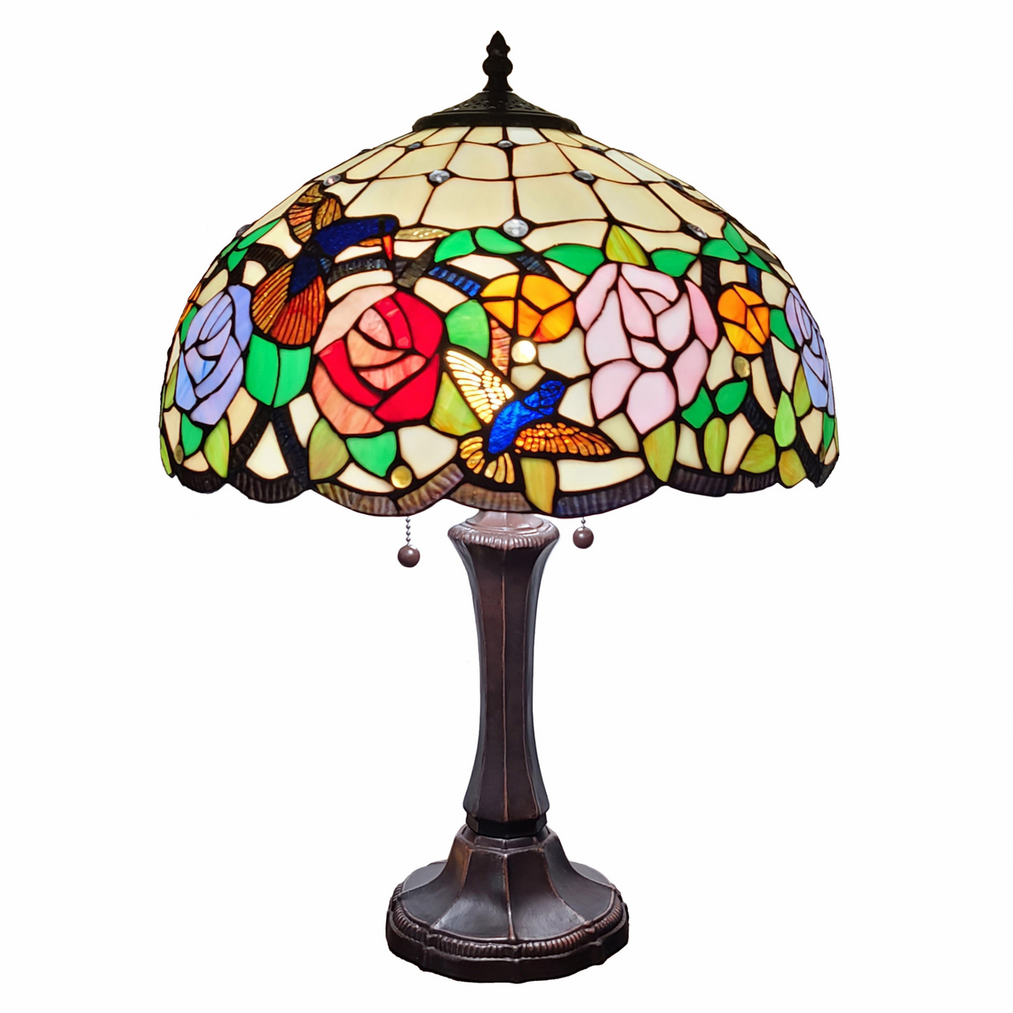 Cora Stained Glass Hummingbird Table Lamp