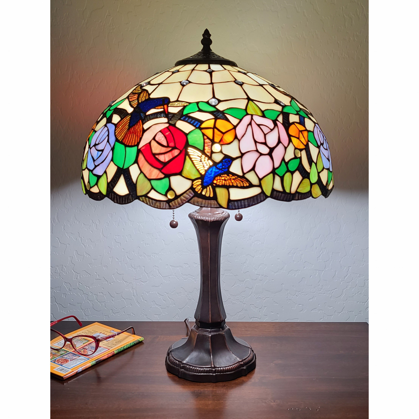 Cora Stained Glass Hummingbird Table Lamp