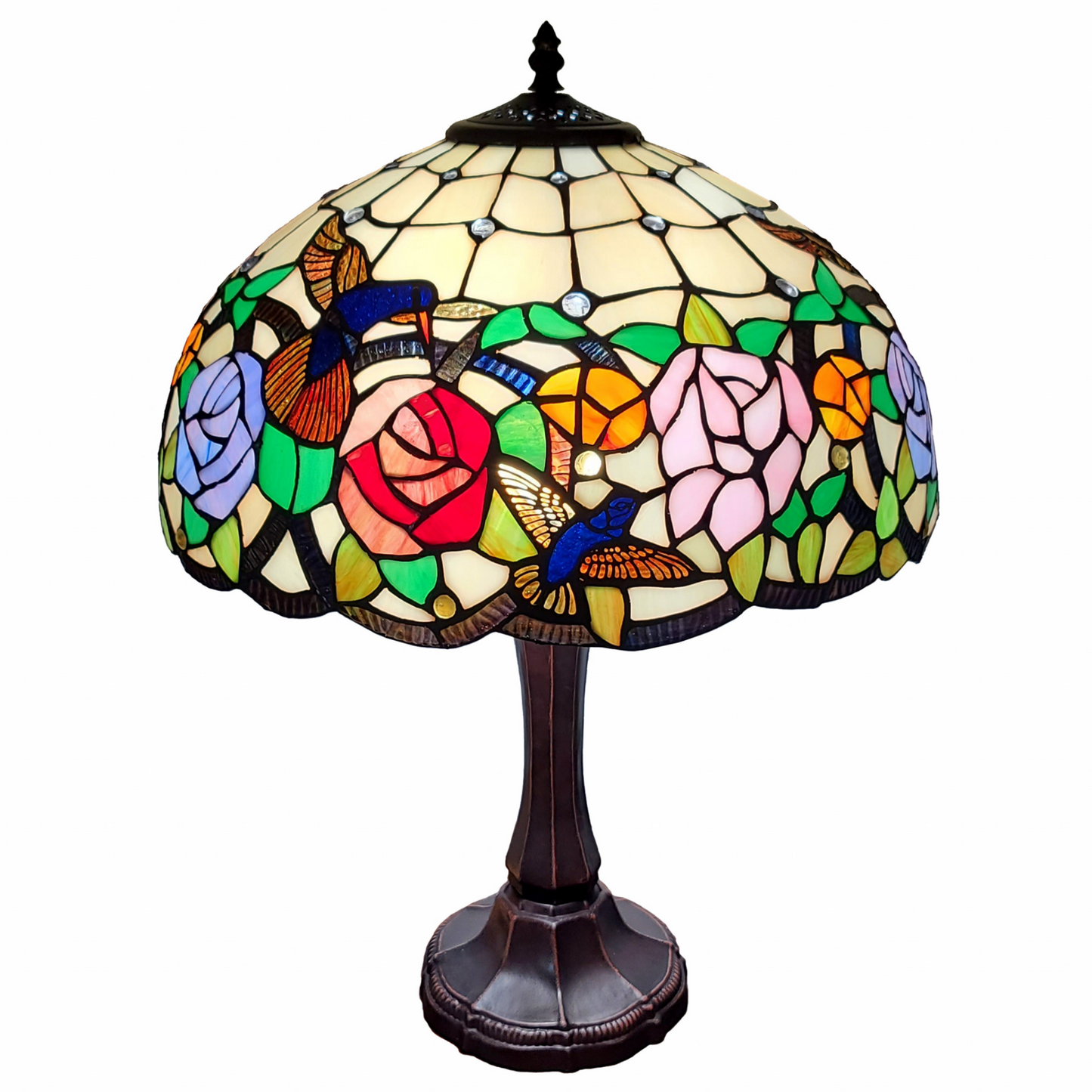 Cora Stained Glass Hummingbird Table Lamp