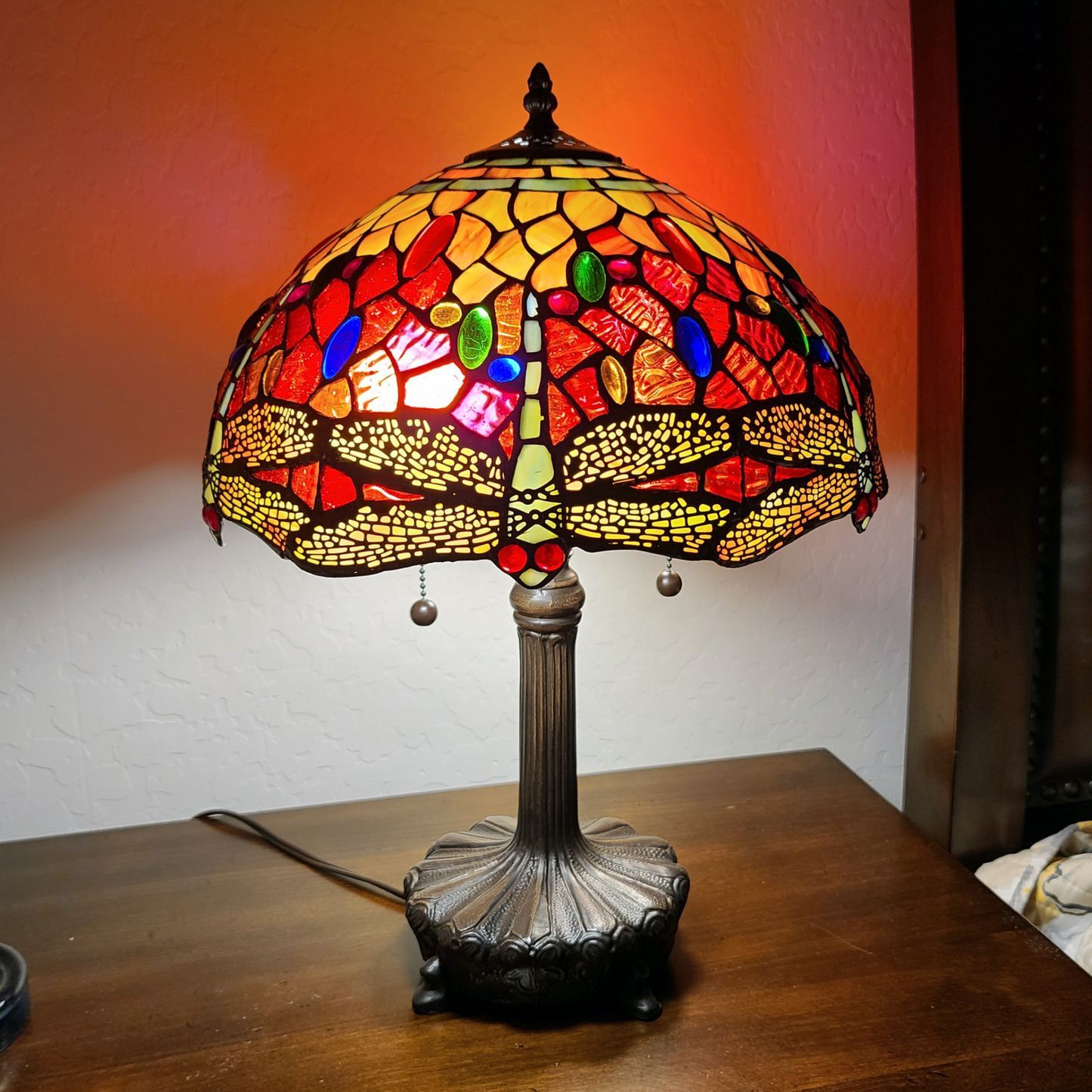 Norah Stained Glass Dragonfly Table Lamp