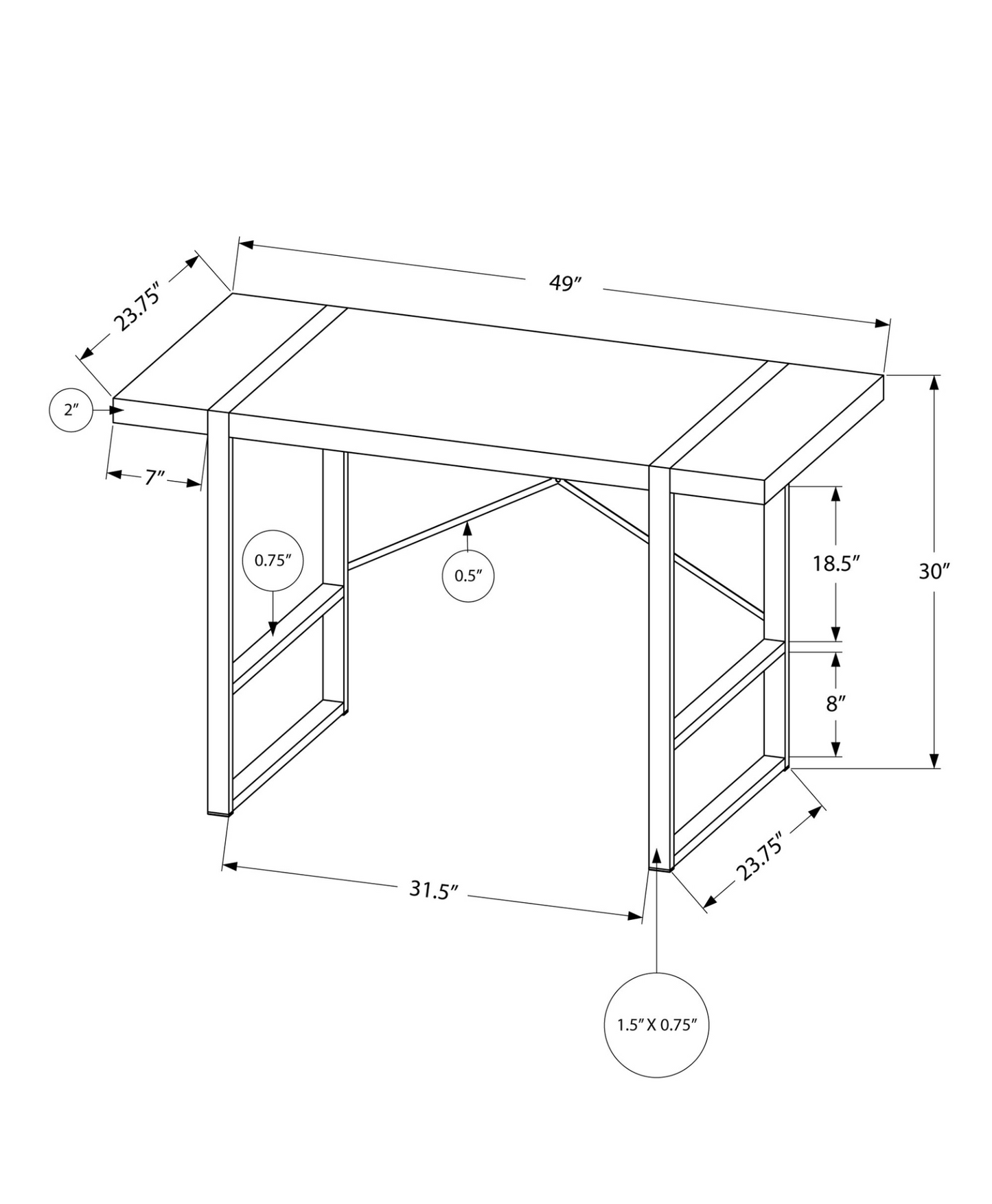 Harrison Brown Rectangular Computer Desk