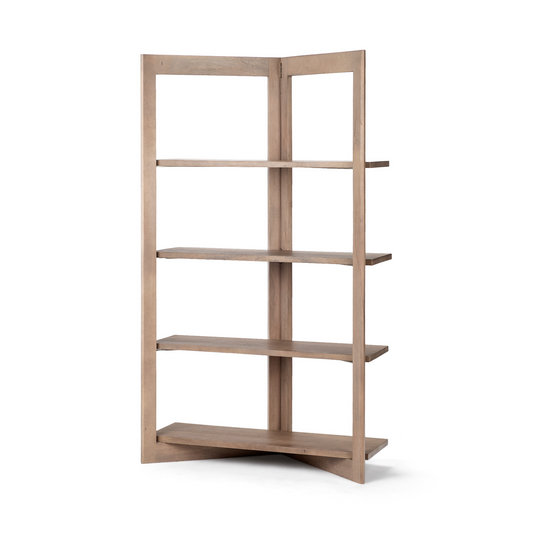 Kiana Light Brown Wood Shelving Unit With 4 Shelves