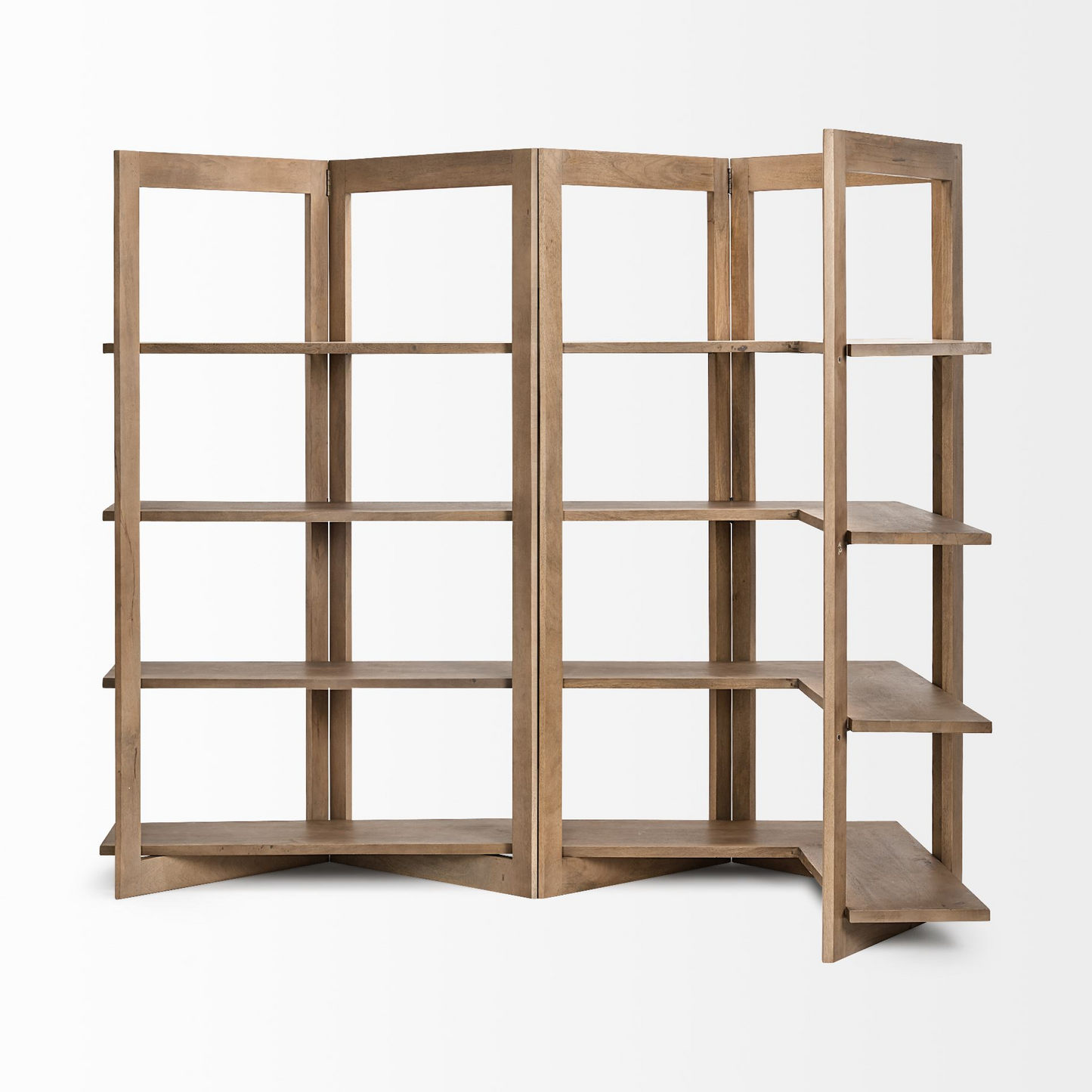 Kiana Light Brown Wood Shelving Unit With 4 Shelves