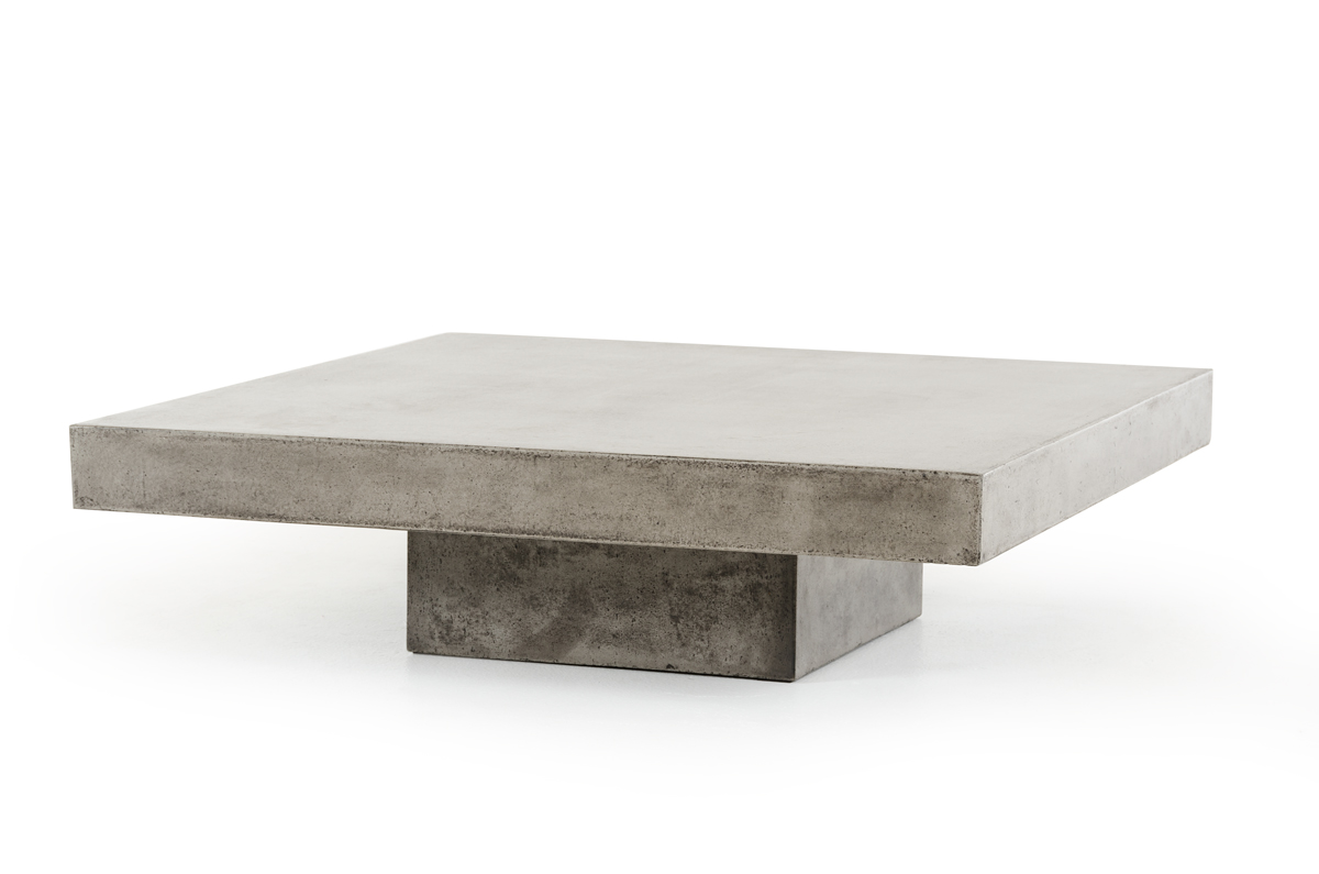 Alora Gray Concrete Modern Square Coffee Table