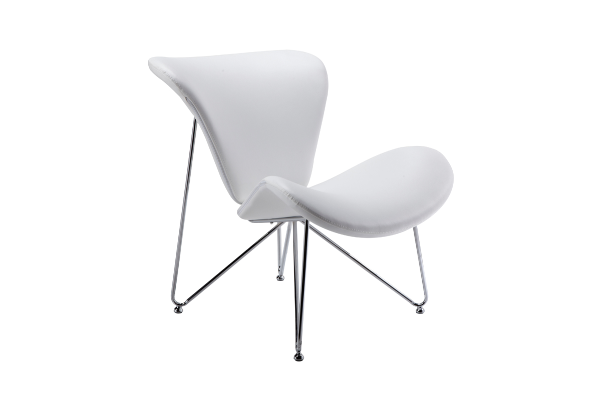 Abika White Fabric  Polyester  And Metal Accent Chair