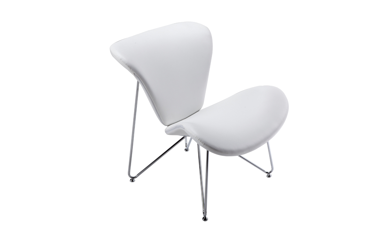 Abika White Fabric  Polyester  And Metal Accent Chair