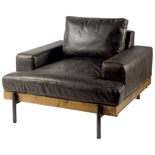 Gregory Black Faux Leather Club Chair