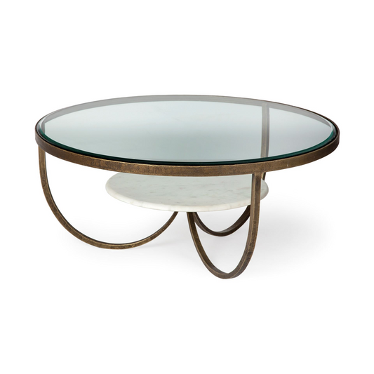 Malia Gold And Brown Round Coffee Table