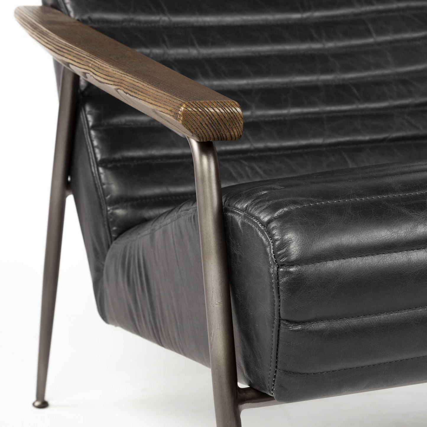 Abin Black And Brown Faux Leather Lounge Chair