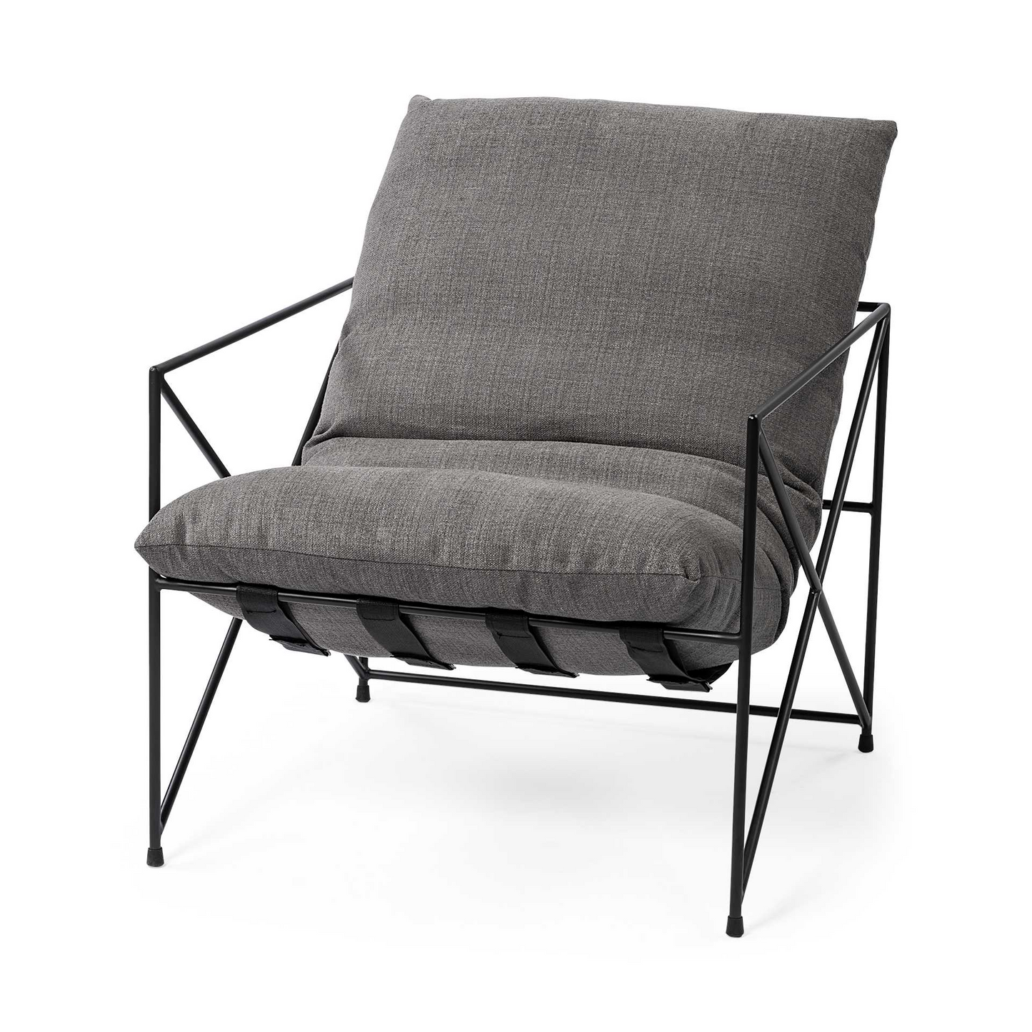 Remi Gray And Black Linen Arm Chair