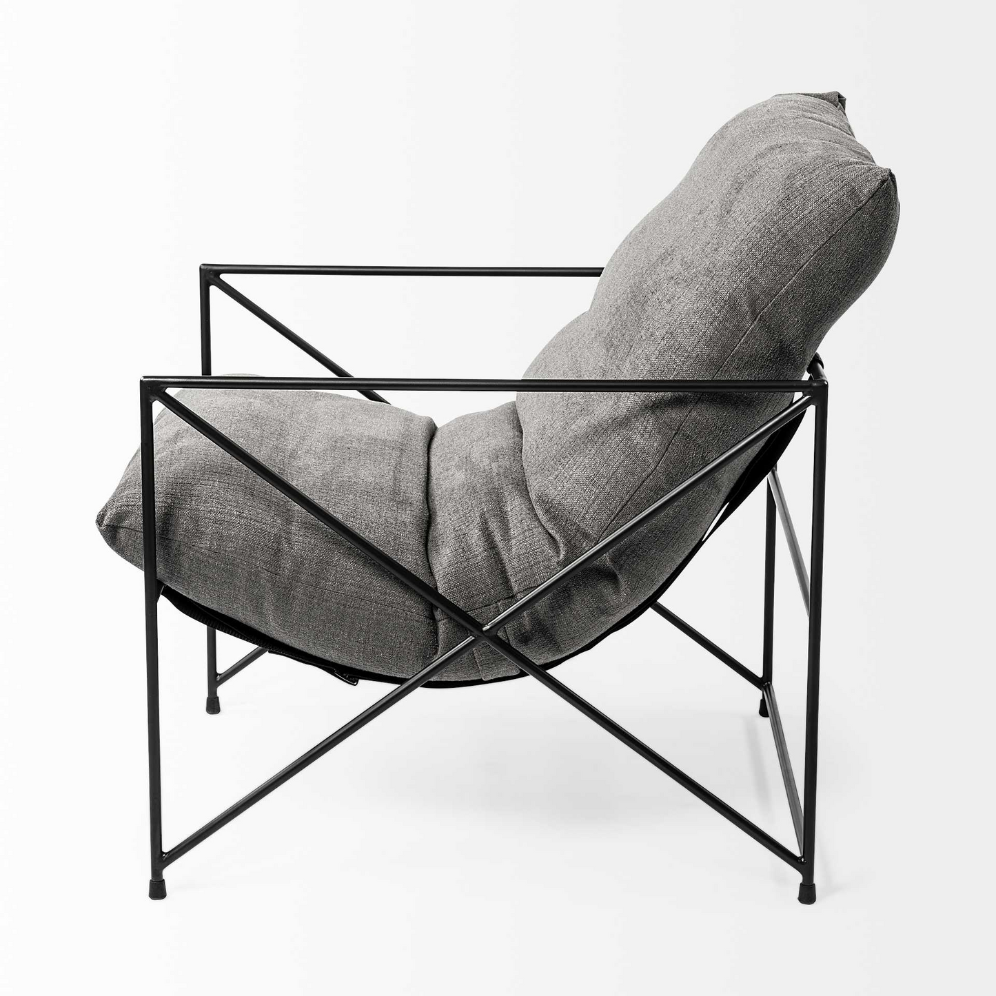 Remi Gray And Black Linen Arm Chair