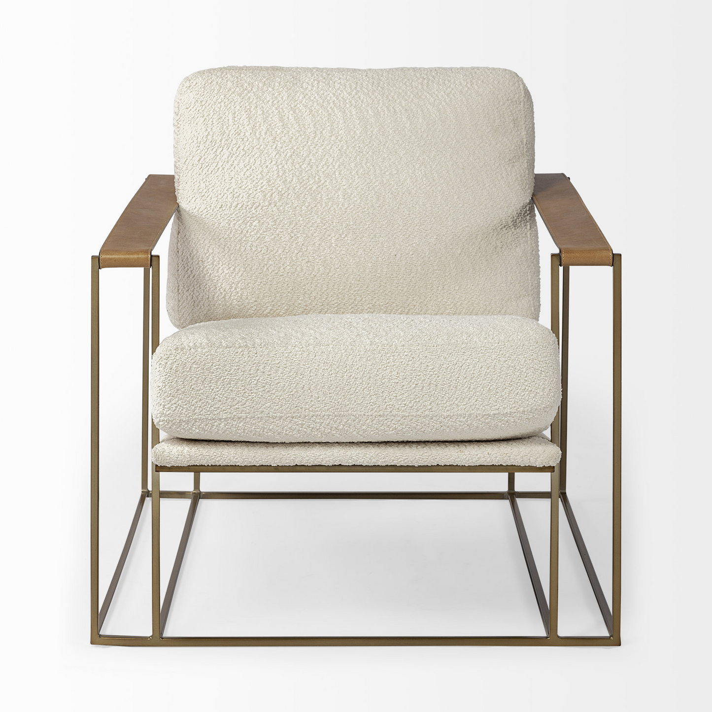 Kelsie Cream And Wood Brown Linen Arm Chair