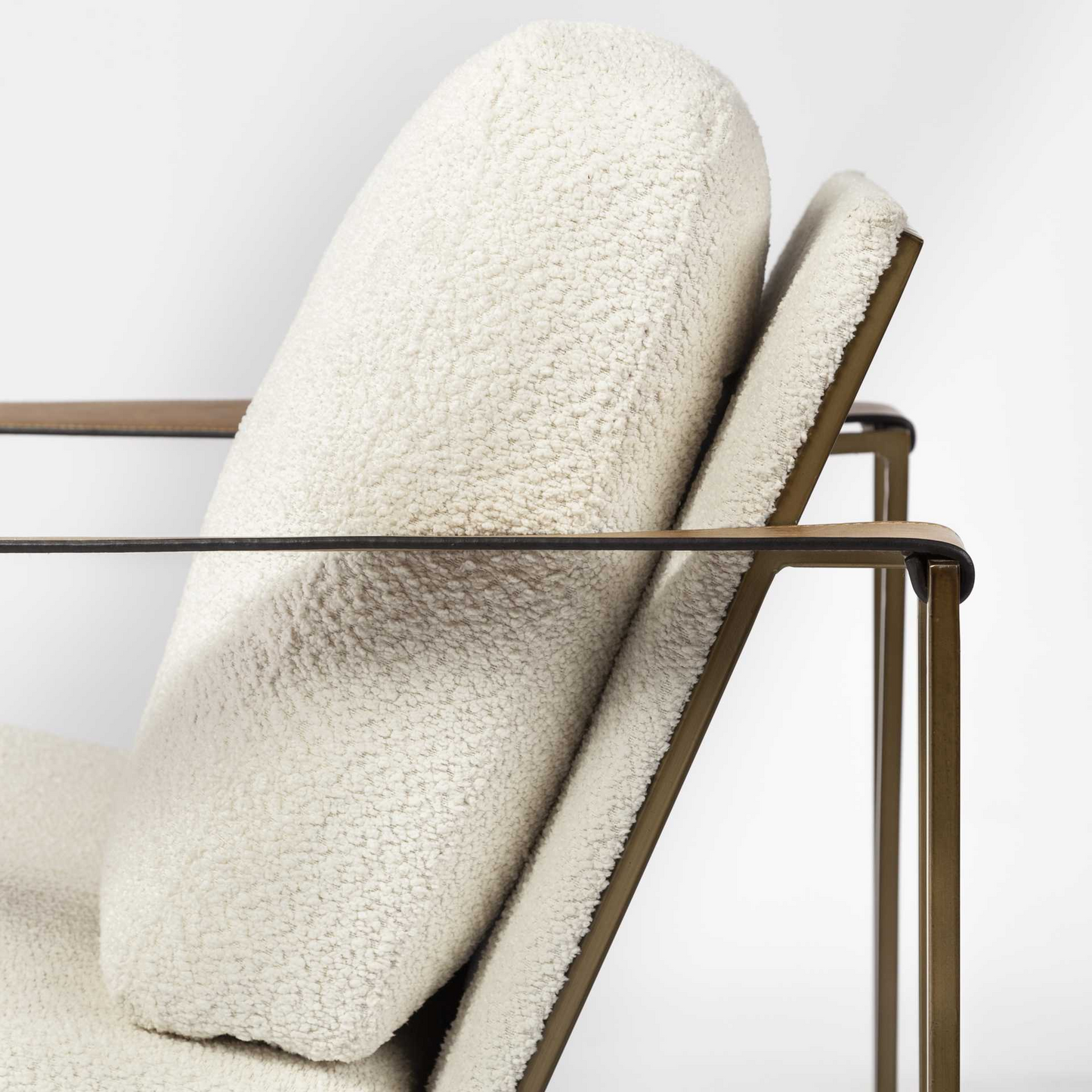 Kelsie Cream And Wood Brown Linen Arm Chair