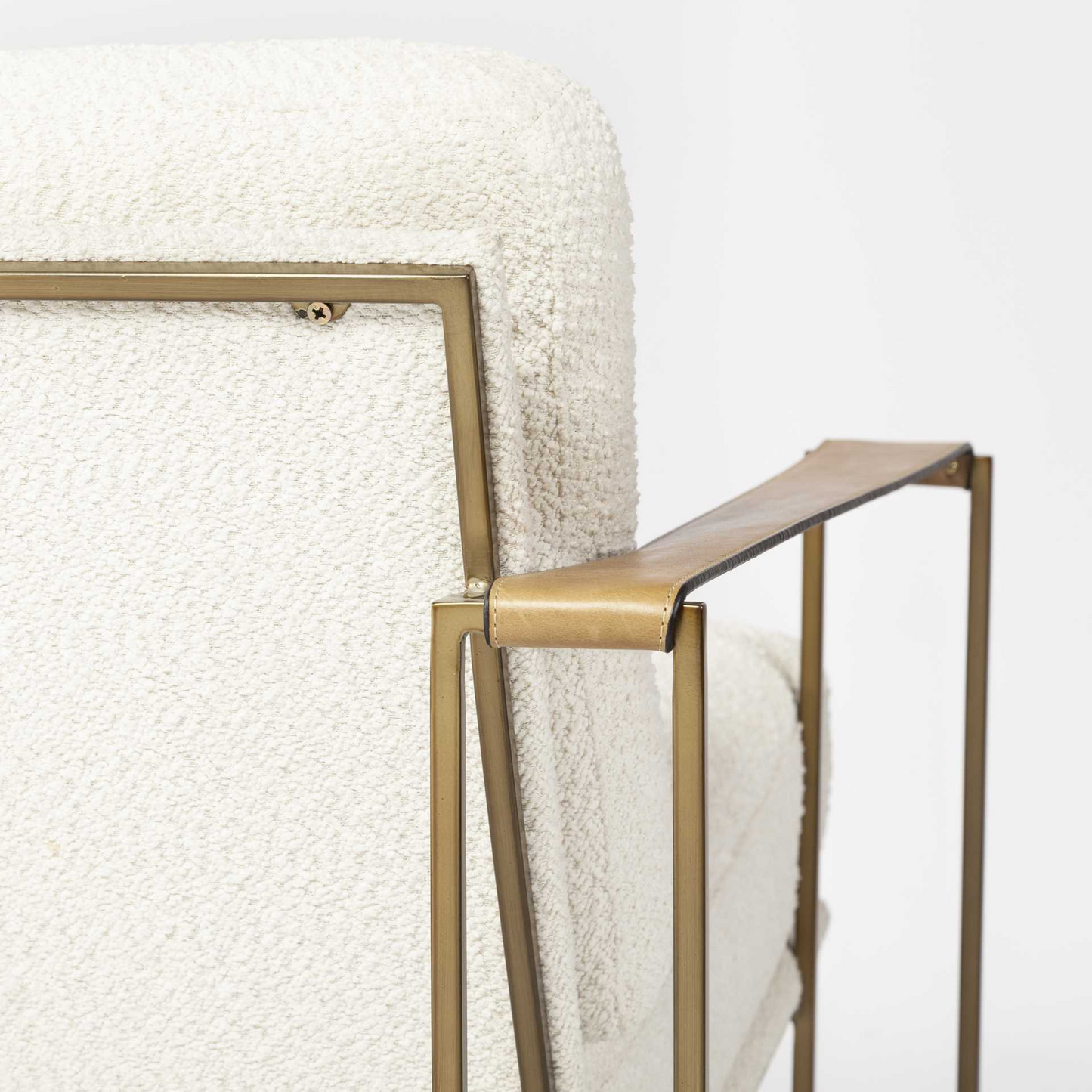 Kelsie Cream And Wood Brown Linen Arm Chair