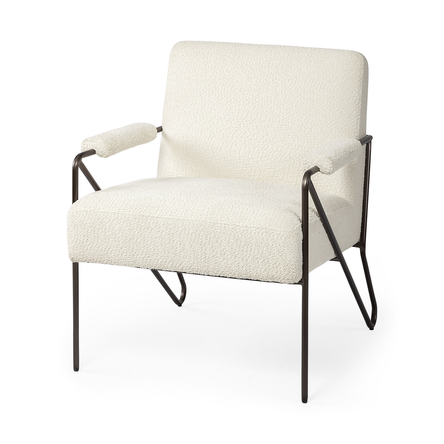 Kram Off White And Brown Cotton Blend Arm Chair