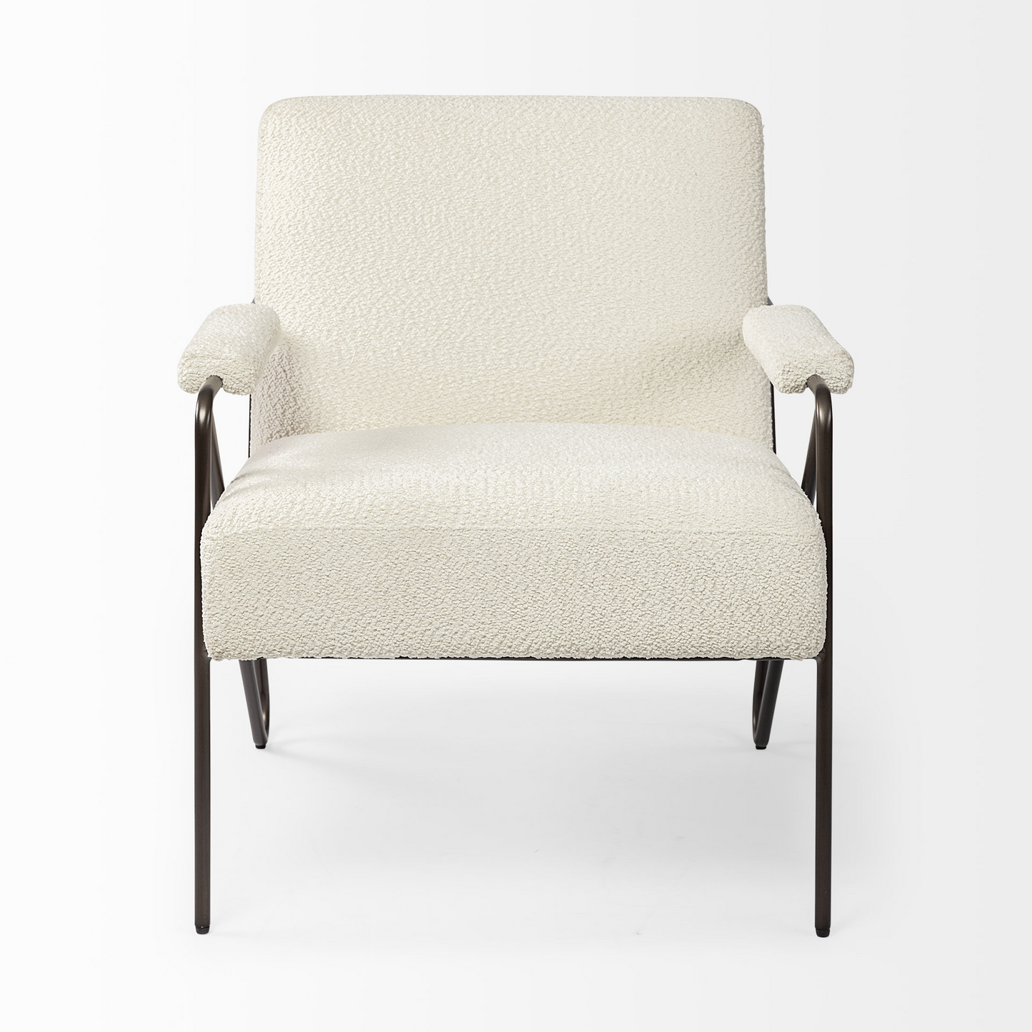 Kram Off White And Brown Cotton Blend Arm Chair