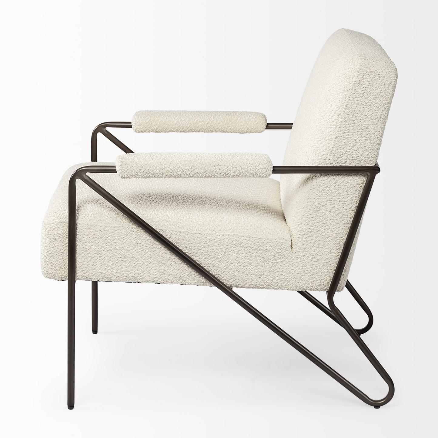 Kram Off White And Brown Cotton Blend Arm Chair