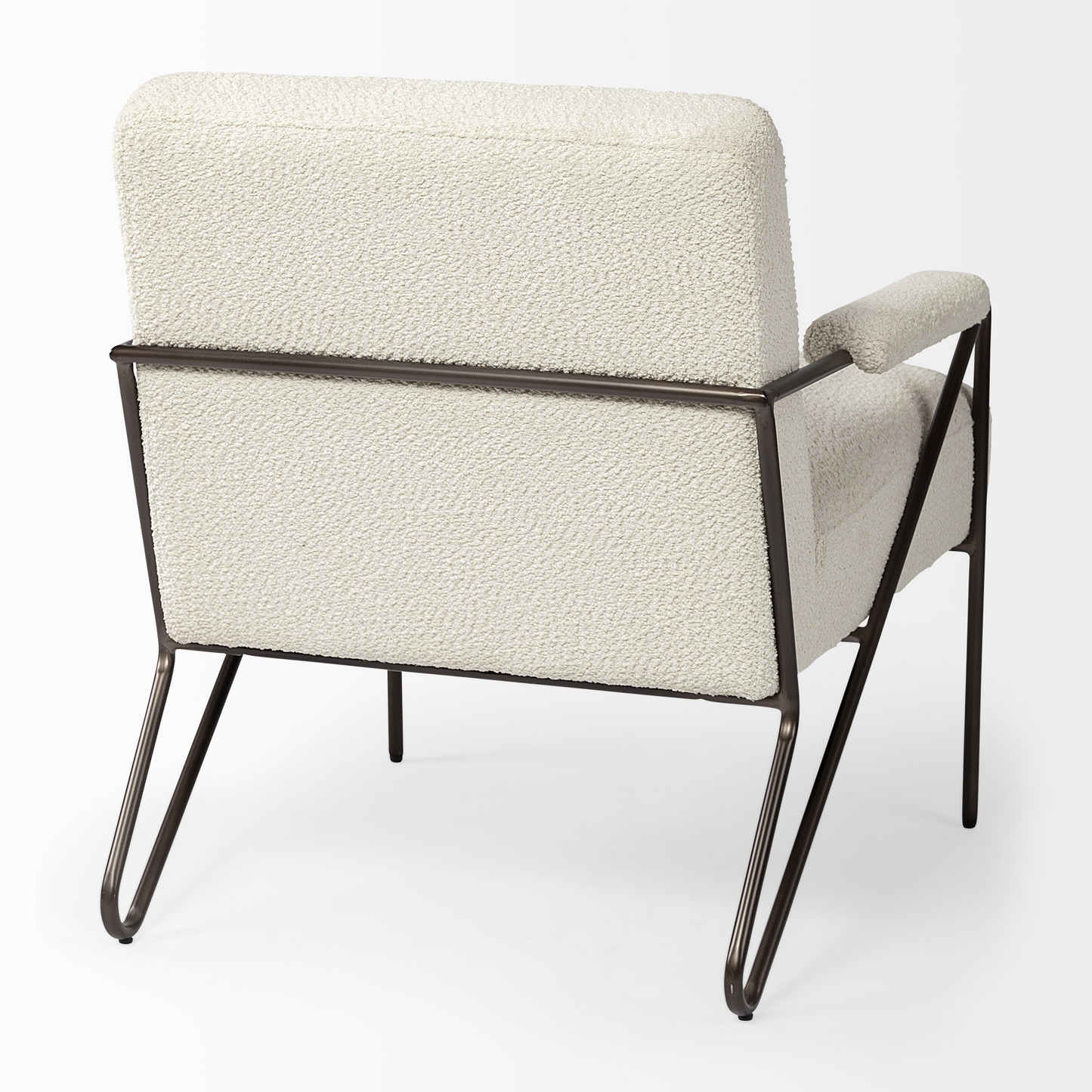 Kram Off White And Brown Cotton Blend Arm Chair