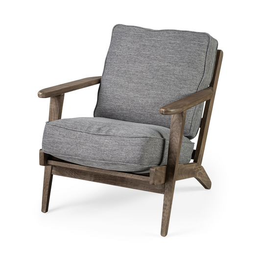 Bryden Grey Fabric Brown Accent Chair With Wooden Frame