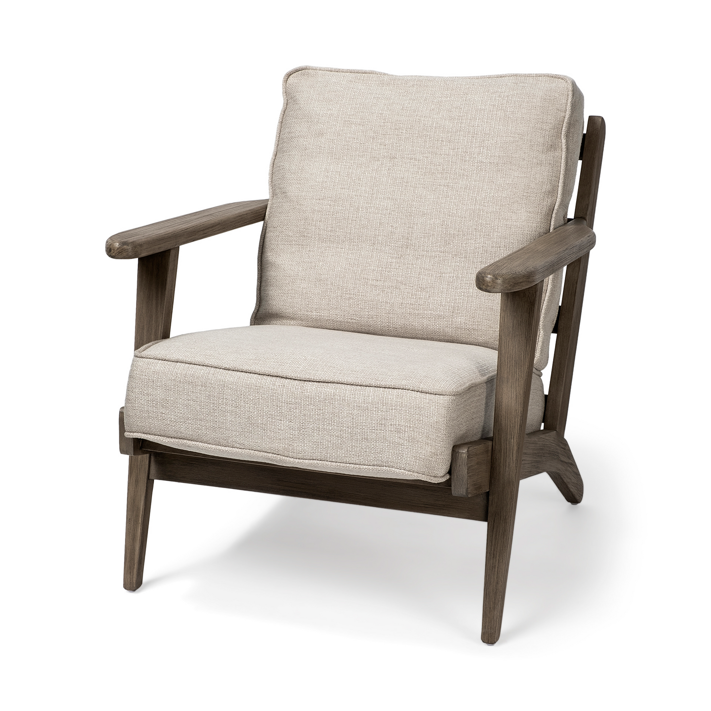 Korey Cream Fabric Wrapped Accent Chair With Wooden Frame