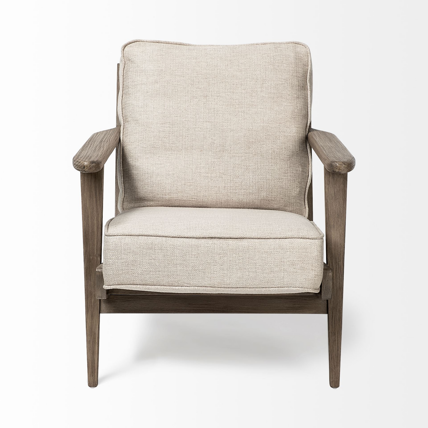 Korey Cream Fabric Wrapped Accent Chair With Wooden Frame