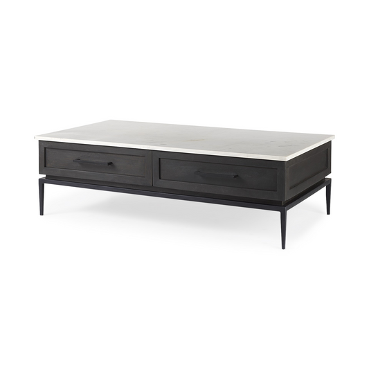 Zara Dark Brown Wood And Marble Coffee Table