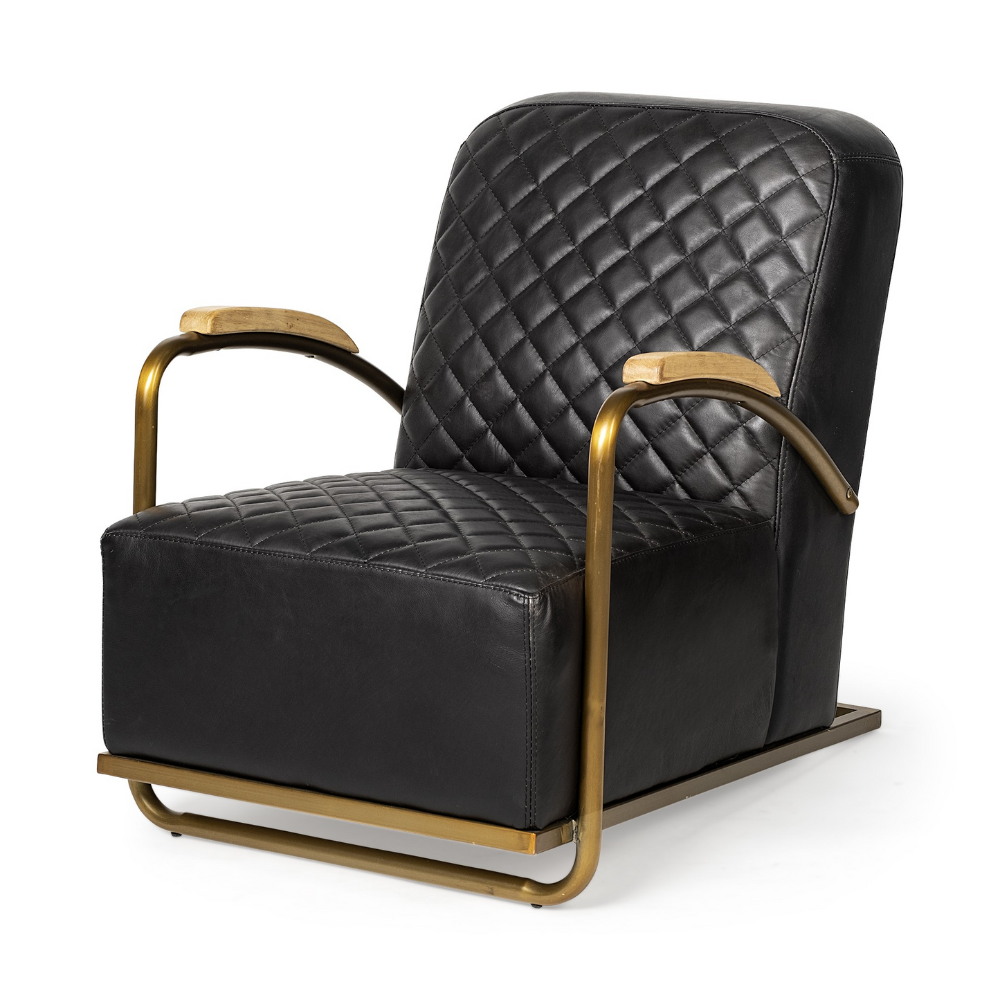 Aspen Black Leather Diamond Pattern Club Chair