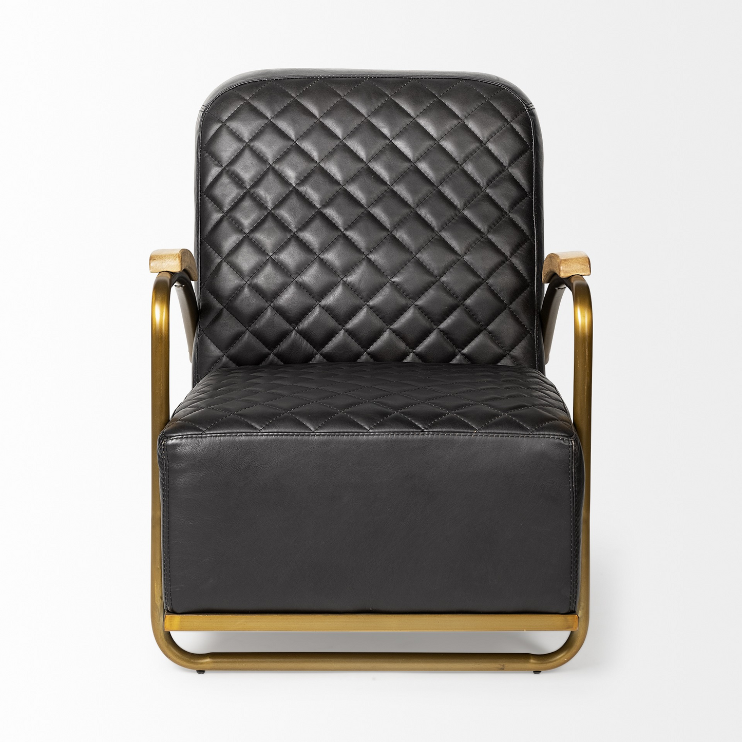 Aspen Black Leather Diamond Pattern Club Chair