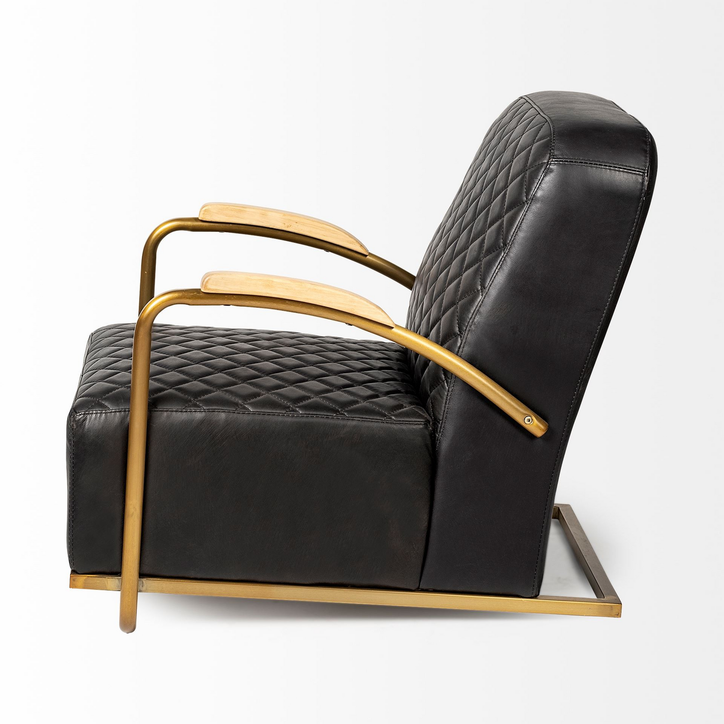 Aspen Black Leather Diamond Pattern Club Chair