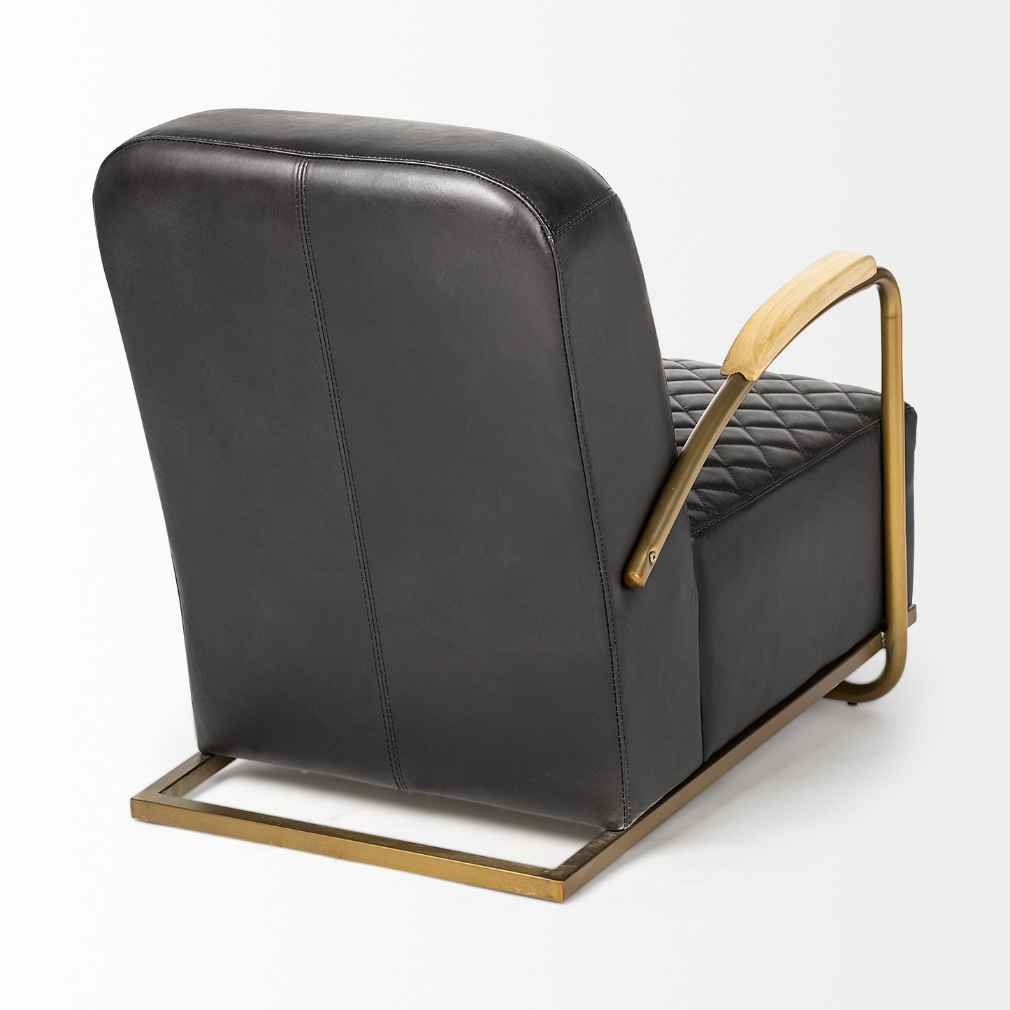 Aspen Black Leather Diamond Pattern Club Chair