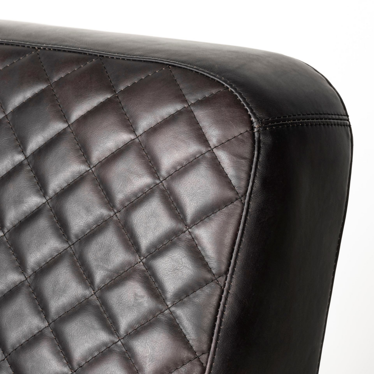 Aspen Black Leather Diamond Pattern Club Chair