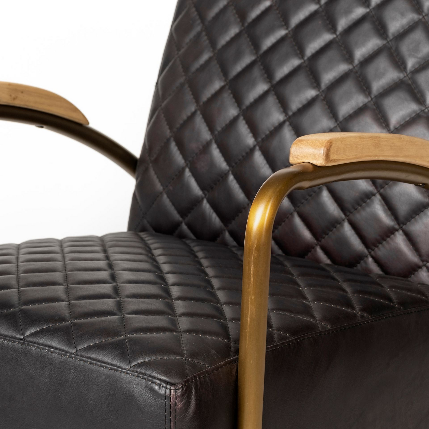 Aspen Black Leather Diamond Pattern Club Chair