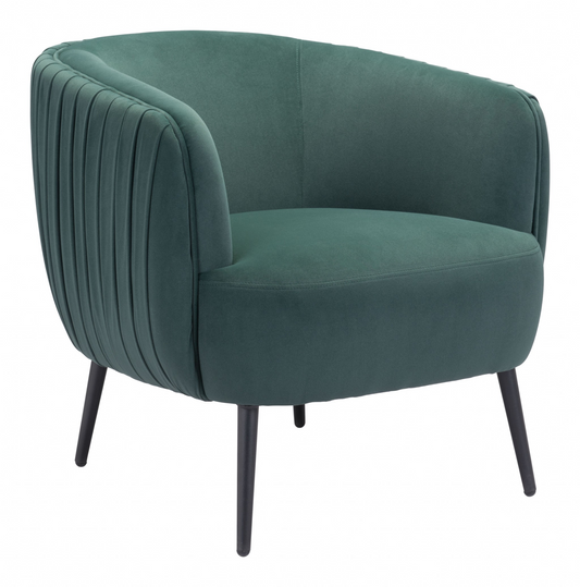 Sammy Dark Green And Black Velvet Barrel Chair